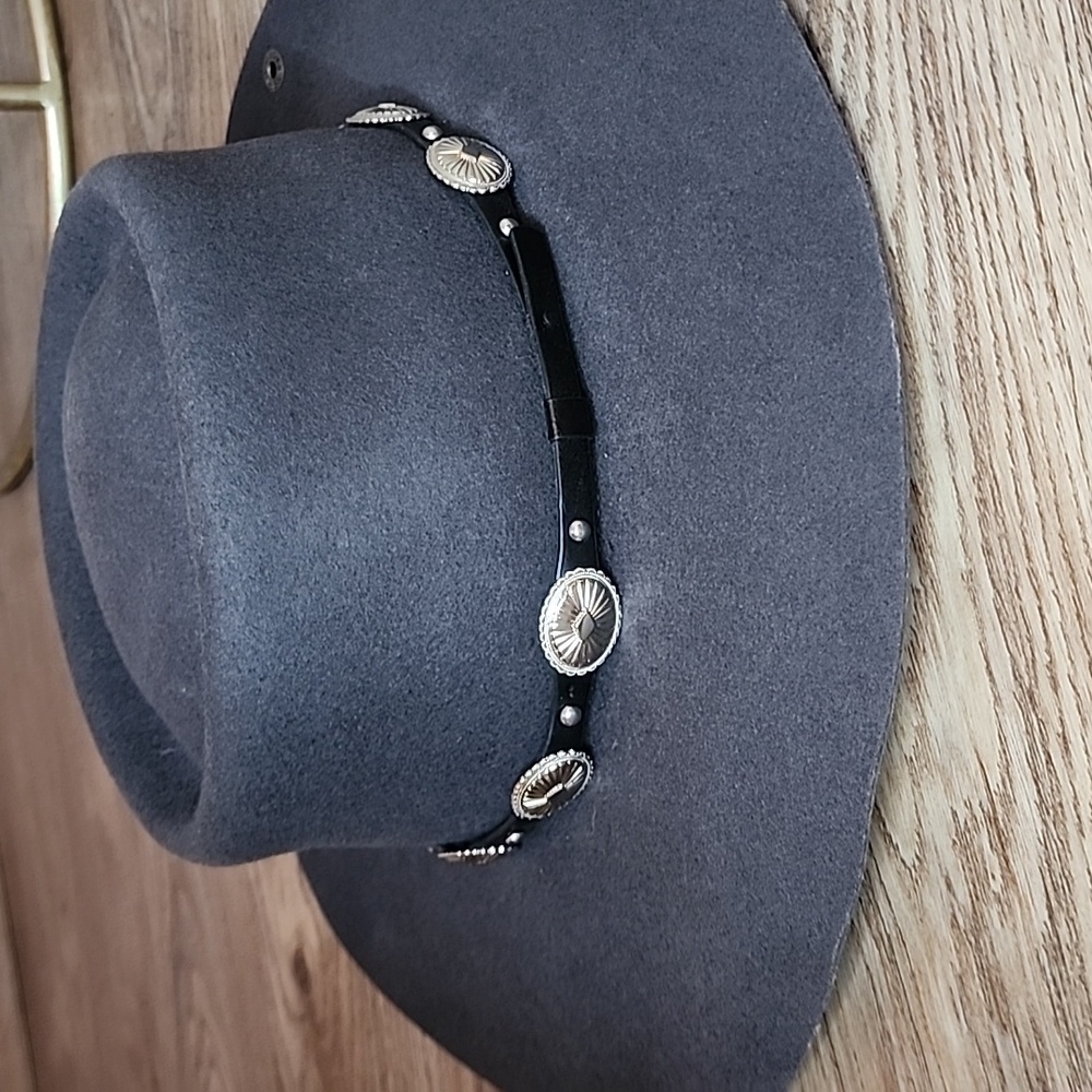 Peter Grimm Belina Hat Wide Stiff Brim Round Crown Silver Jewel Satin Lining - Picture 14 of 14